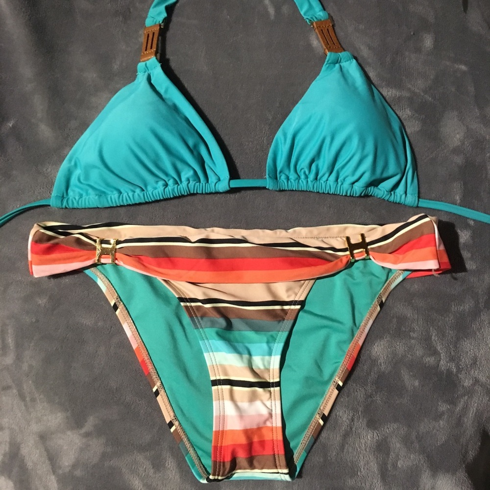 Aqua halter bikini